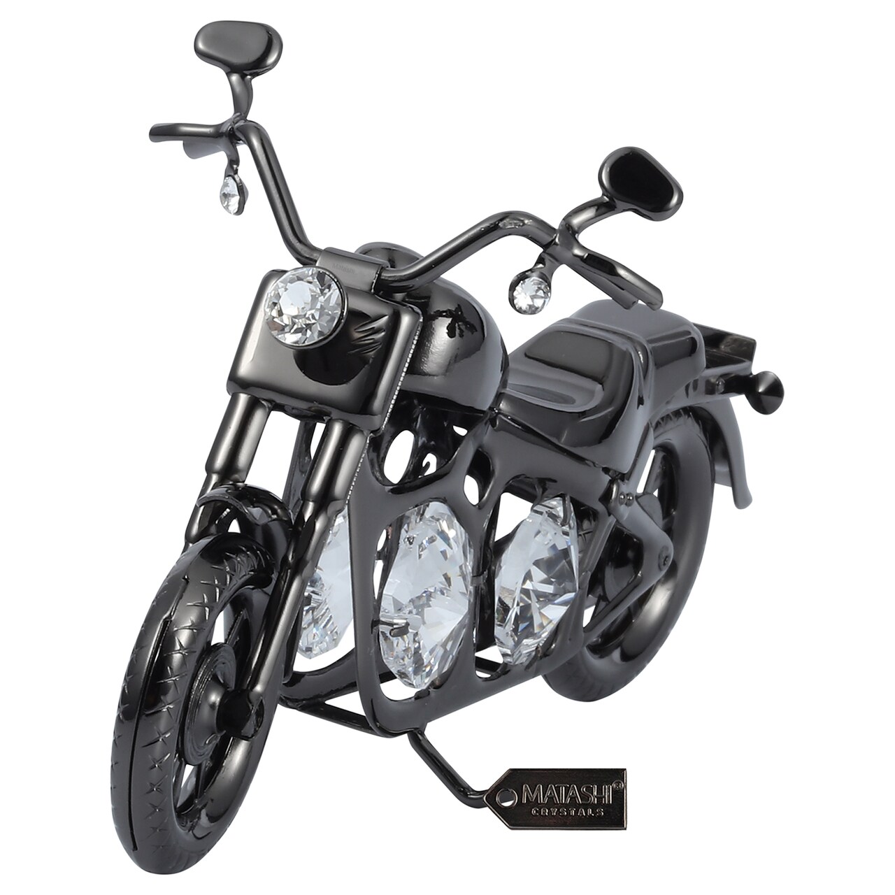 Matashi Gunmetal Grey Crystal Studded Motorcycle Tabletop Showpiece For Living Room Gift For Christmas Birthday Year